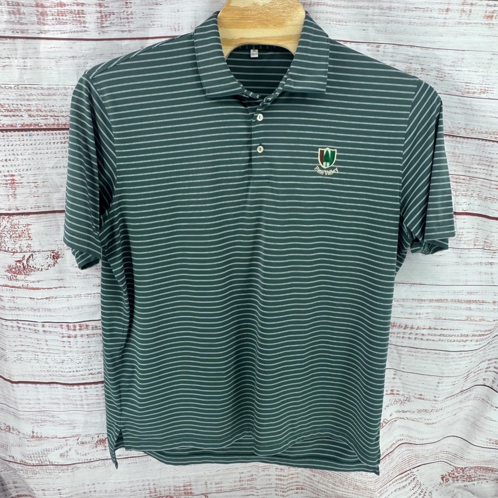 Peter Millar Summer Comfort Polo Shirt Mens XL Green Stripe Pine Valley Golf